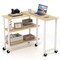 Rotating Sofa Side Table with Wheels Sliding Laptop Desk with Storage Shelves for Small Spaces